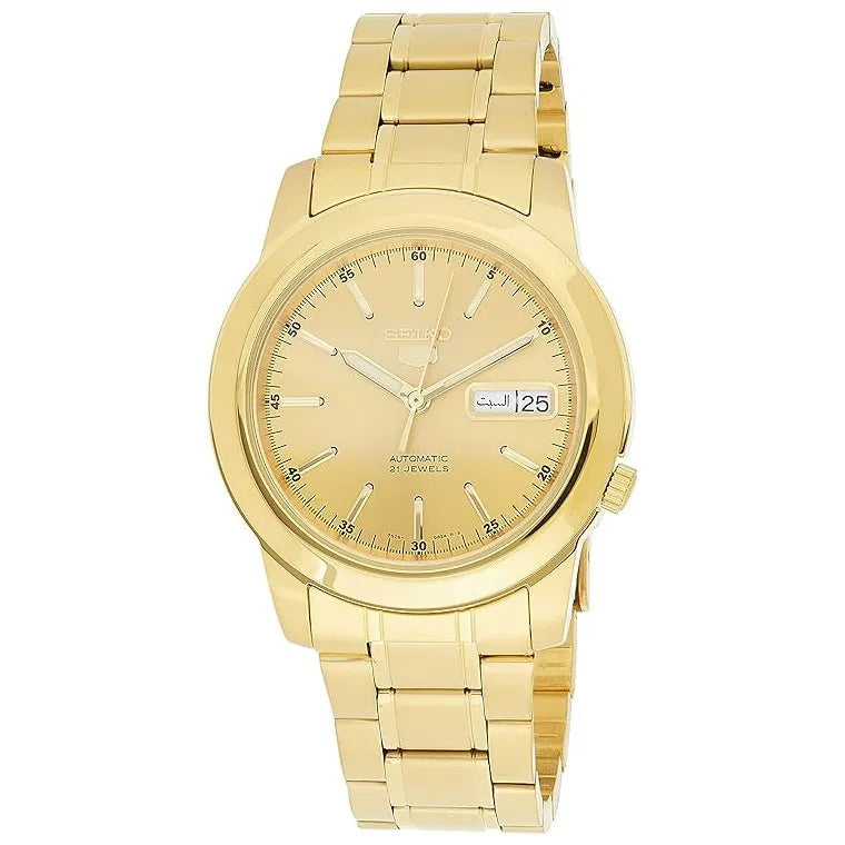 Seiko 5 SNKE56K1 21 Jewels Automatic Gold Dial 38mm Stainless Steel Men's Watch