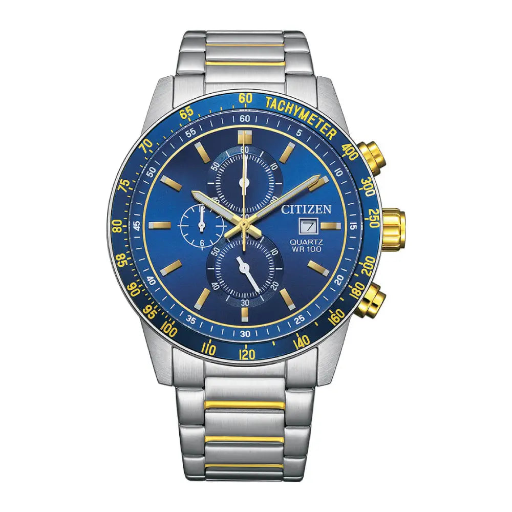 Citizen Quartz Chronograph AN3684-59L Blue Dial Two-Tone 44mm Stainless Steel Men's Watch