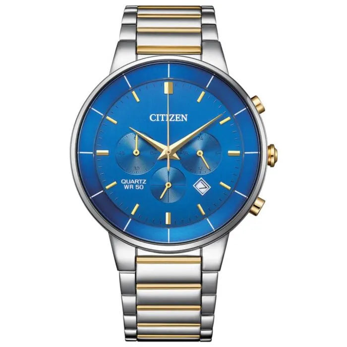 Citizen Quartz Chronograph AN8224-51L Blue Dial Two-Tone 42mm Stainless Steel Men's Watch