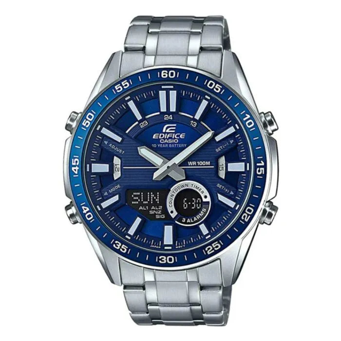 Edifice Standard Analog-Digital EFV-C100D-2AVDF Blue Dial 46.6mm Stainless Steel Men's Watch
