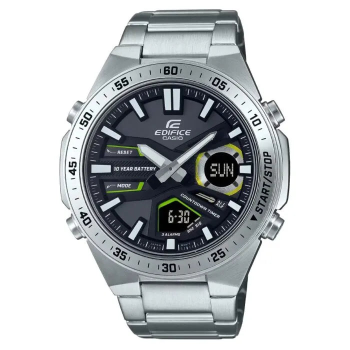 Edifice Standard Analog-Digital EFV-C110D-1A3VDF Black Dial Stainless Steel Men's Watch
