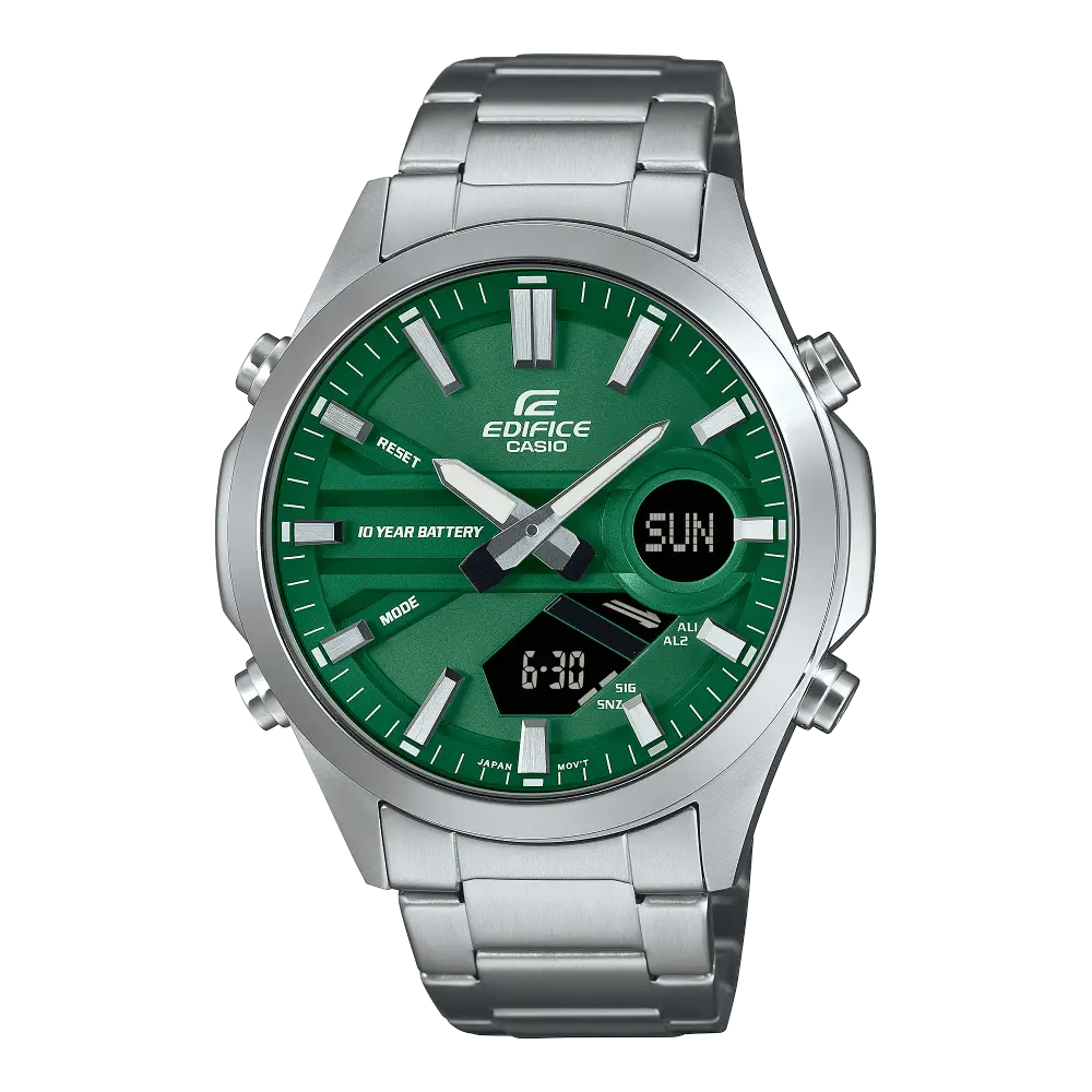 Edifice Standard Analog-Digital EFV-C120D-3ADF Green Dial 45.5mm Stainless Steel Men's Watch