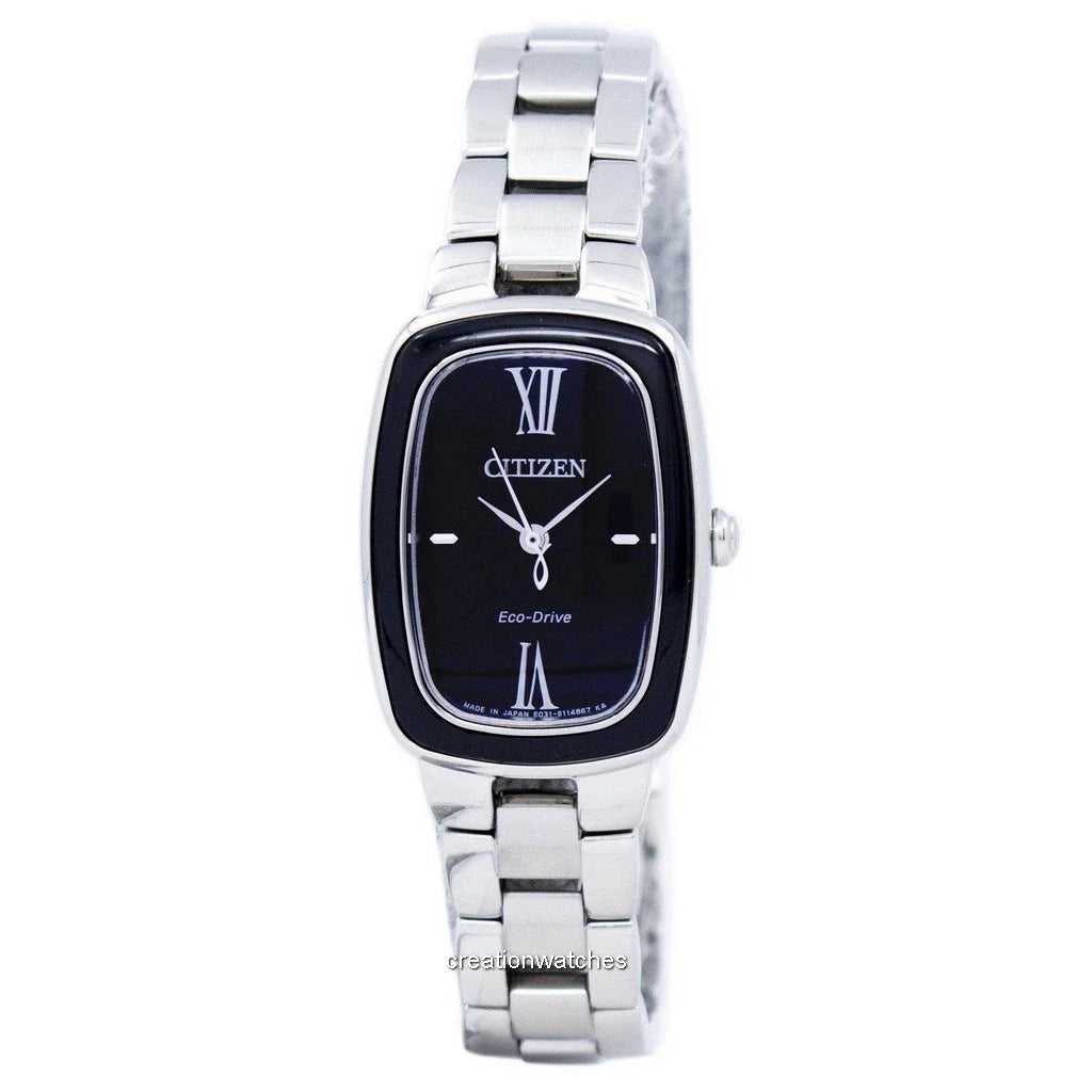 Citizen Eco-Drive EM0007-51E Elegance Black Dial 26mm Stainless Steel Women's Watch