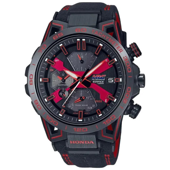 Casio Edifice EQB-2000HR-1ADR Honda Racing 48mm Leather Strap Men's Watch