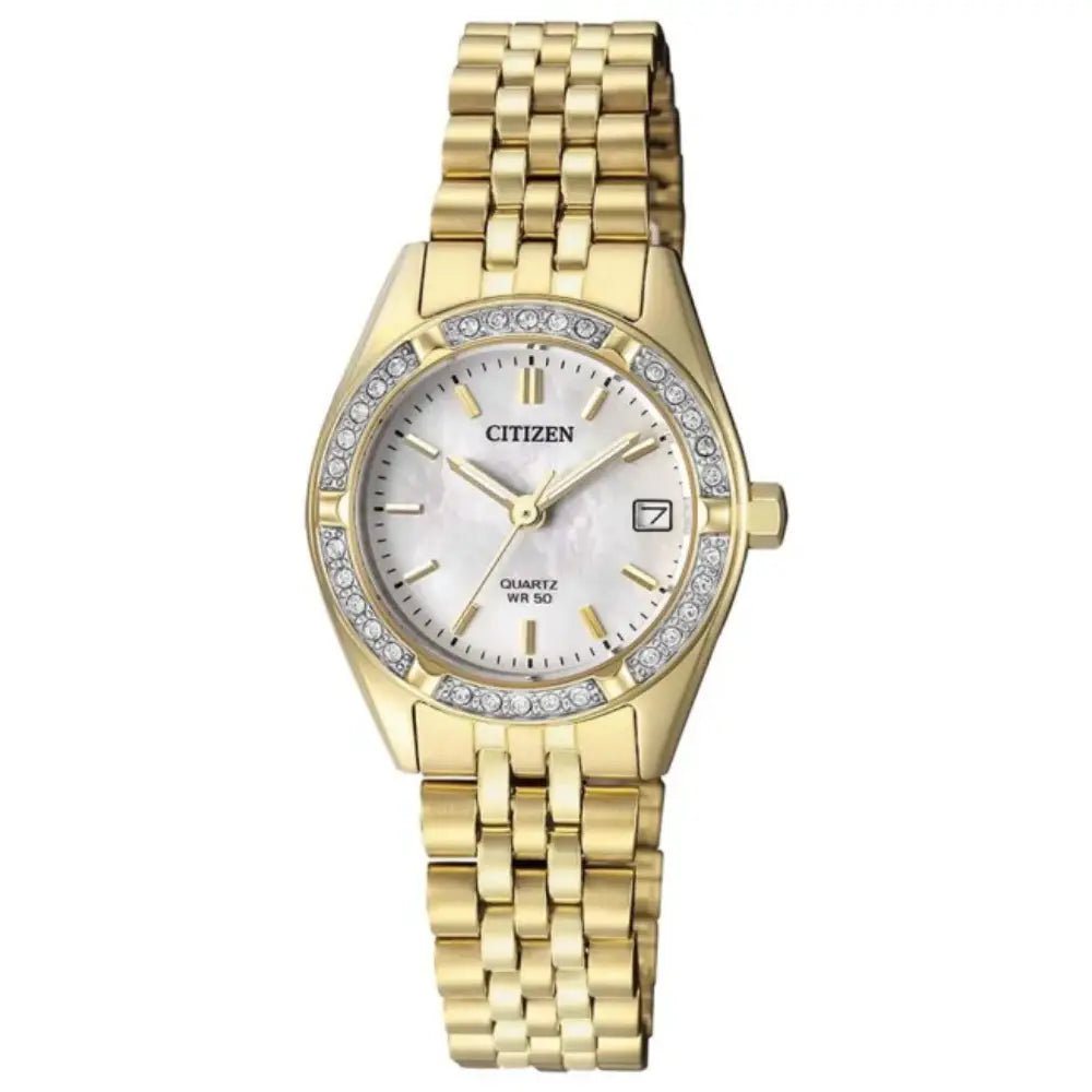 Citizen Quartz EU6062-50D Mother-of-Pearl Dial Gold-Tone 26mm Stainless Steel Women's Watch