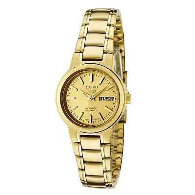 Seiko 5 SYME46K1 21 Jewels Automatic Gold Dial 24mm Stainless Steel Ladies Watch