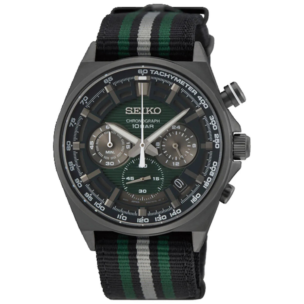 Seiko SSB411P1 Chronograph Quartz Sports Green Dial 41mm NATO Nylon Strap Men's Watch