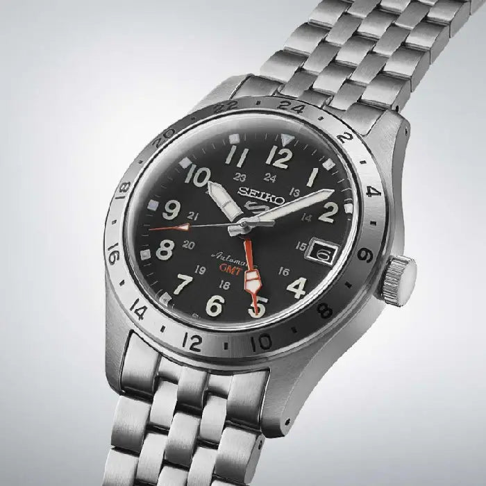 Seiko 5 Sports SSK023K1 Automatic GMT Black Dial 39.4mm Stainless Steel Men's Watch