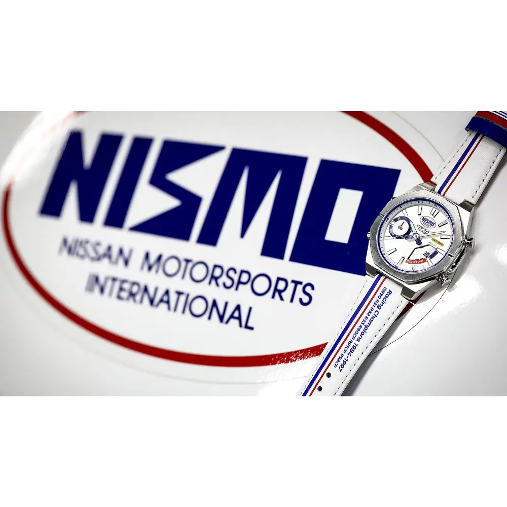 Casio Edifice Limited Edition "NISMO Heritage" ECB-S10NIS-7 Analog-Digital Solar Bluetooth White Dial 43mm Leather Strap Men's Watch