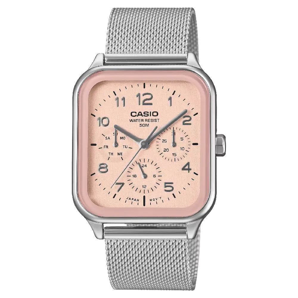 Casio Classic Analog Multi-Dial MTP-M306M-4A Pink Dial 40mm Stainless Steel Men's Watch