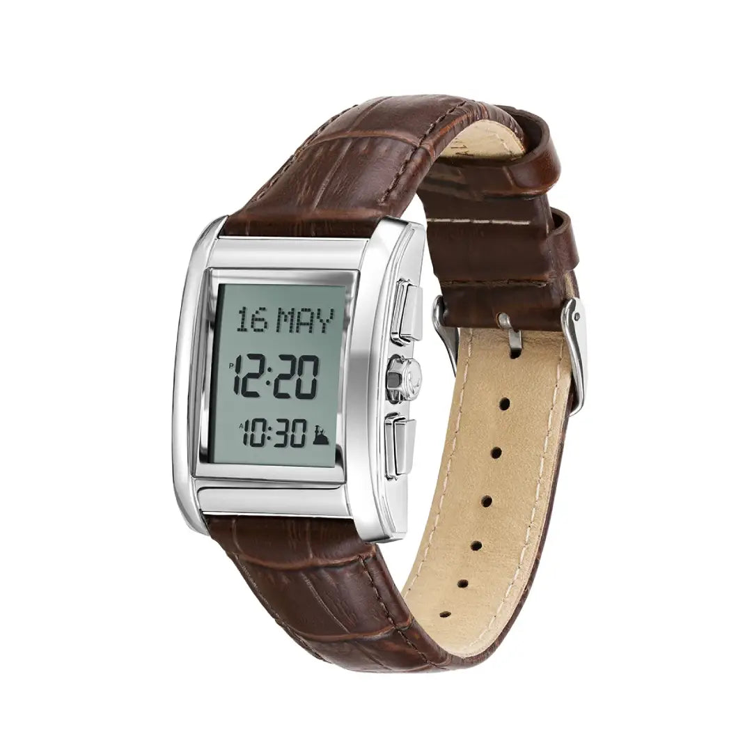 Al Fajr Classic Digital WS-06L Brown Digital Dial Leather Strap Men's Watch