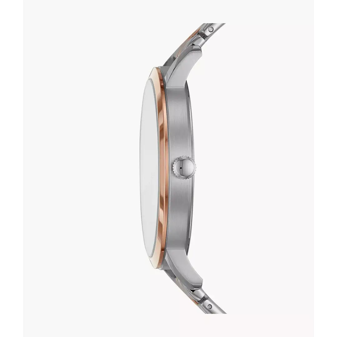 Fossil Three-Hand BQ2417 Silver Dial & Two-Tone Gold Plated Metal Bracelet Men's Watch