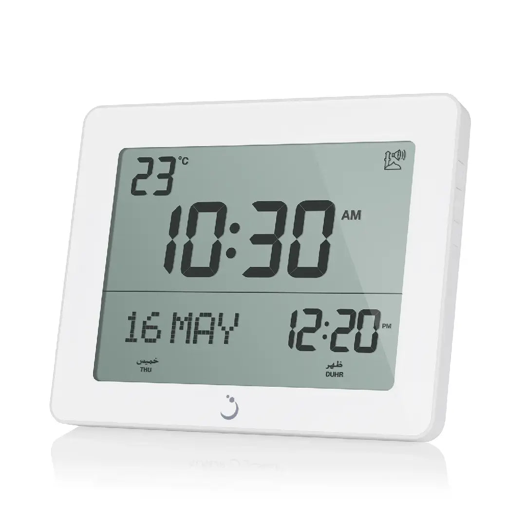 Al Fajr CF-19 Digital Azan Desk Clock White Digital Display