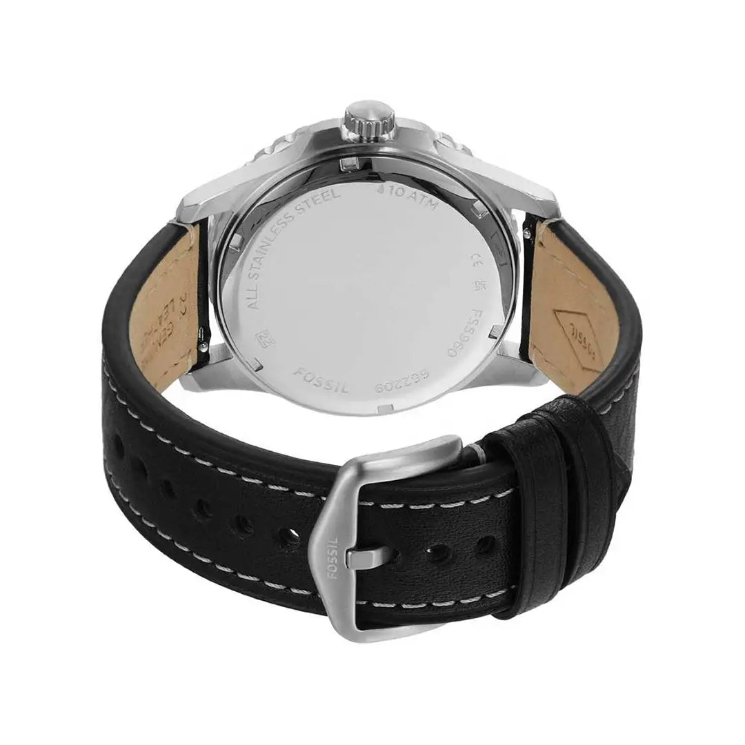 Fossil FS5960 Blue Dial Three-Hand Date Leather Strap Men's Watch