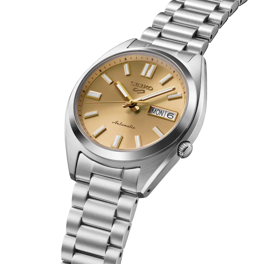 Seiko 5 Sports SRPL59 Automatic "SNXS Re-Interpretation" Gold Dial 37.4mm Stainless Steel Men's Watch