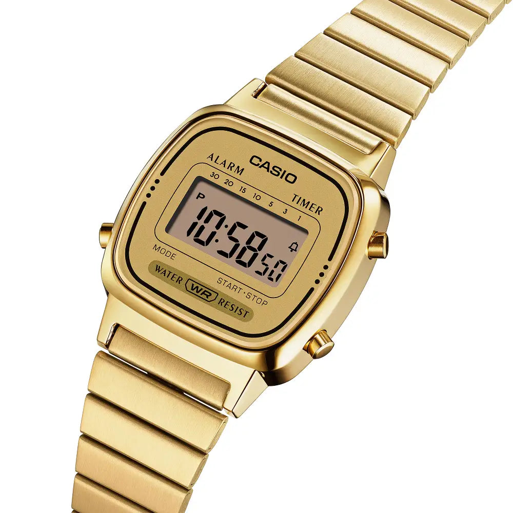 Casio Vintage Digital LA670WGA-9DF Gold Dial Stainless Steel Women's Watch