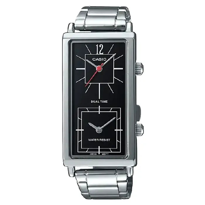 Casio Enticer Ladies Analog LTP-E151D-1BDF Black Dial Stainless Steel Women's Watch