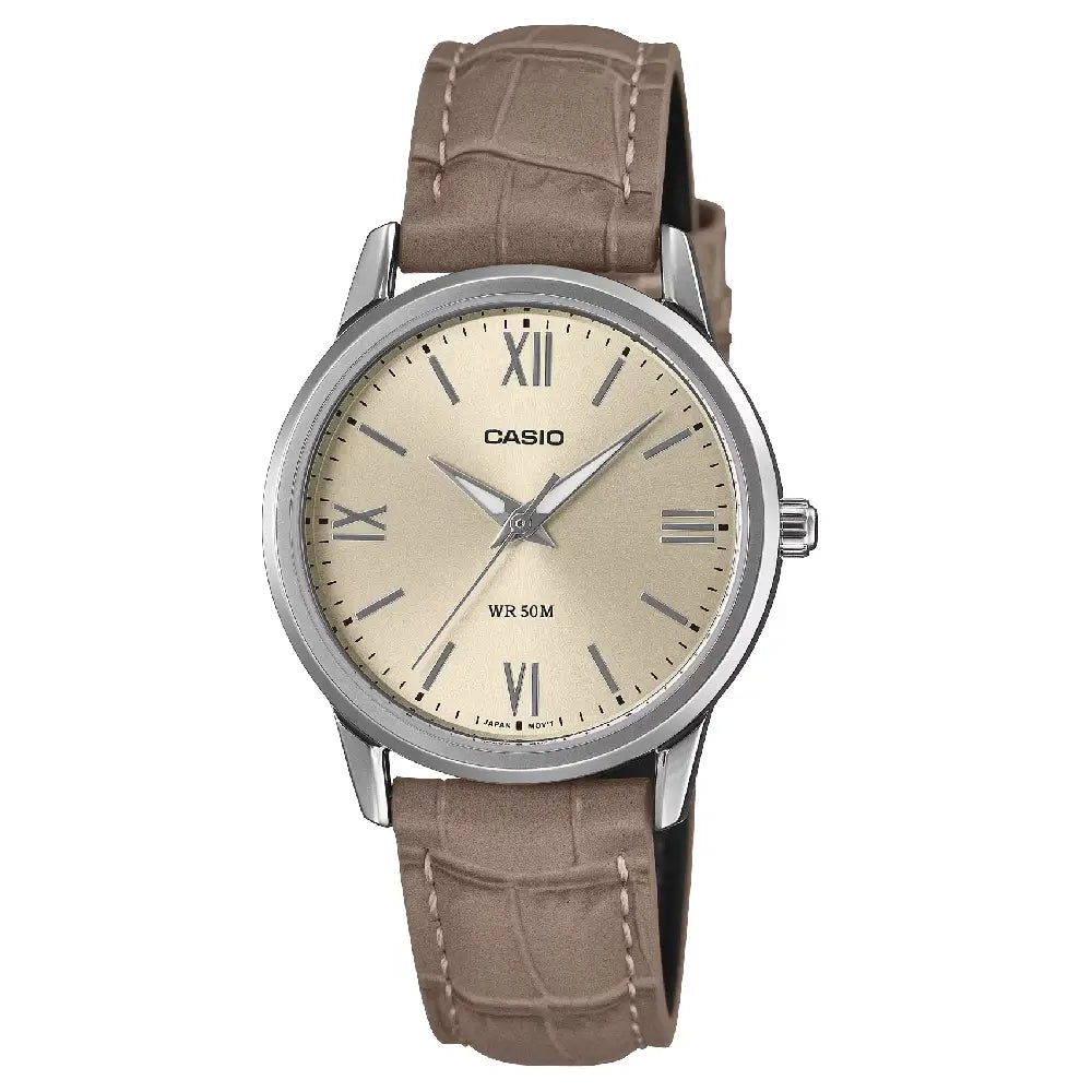 Casio Classic Analog LTP-1303LL-7A Beige Dial Leather Strap Women's Watch