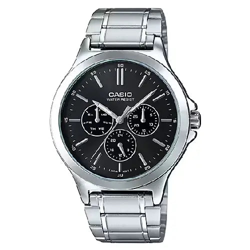Casio Enticer MTP-V300D-1AUDF Multi Hand Analog Black Dial Stainless Steel Men's Watch