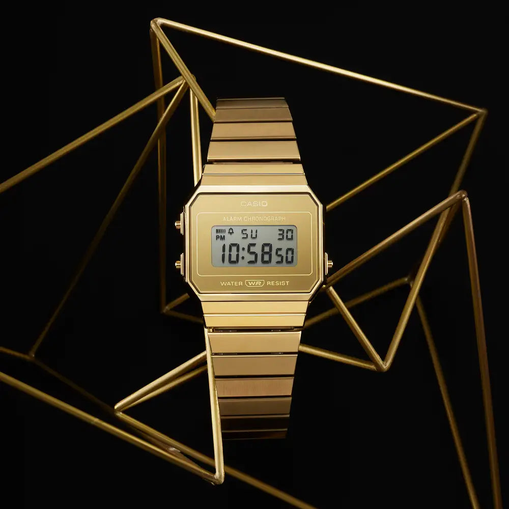 Casio Vintage Digital A700WEVG-9ADF Gold Dial Stainless Steel Unisex Watch