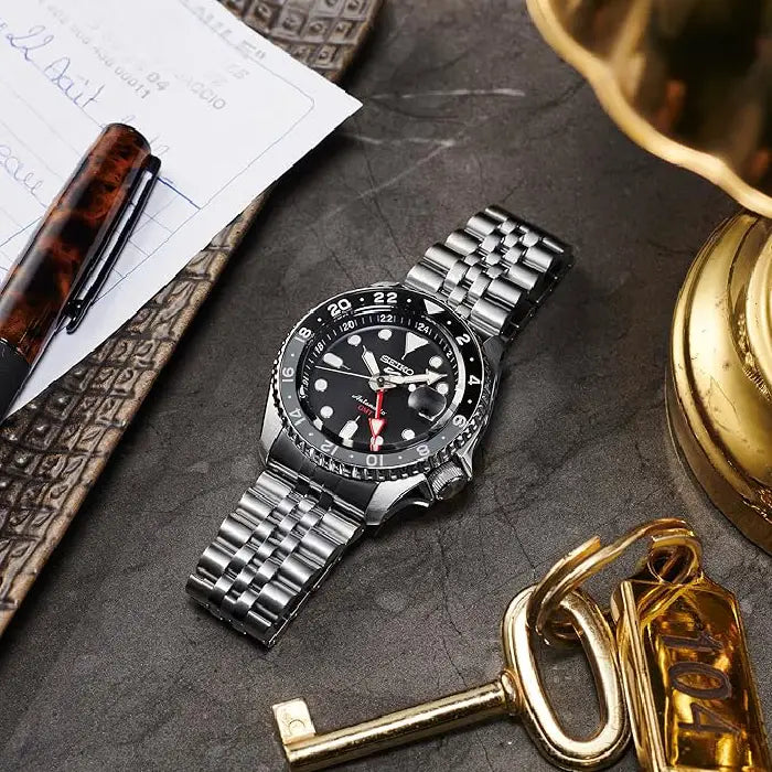 Seiko 5 Sports SBSC001 (SSK001) Automatic GMT "SKX GMT" Black Dial 42.5mm Stainless Steel Men's Watch