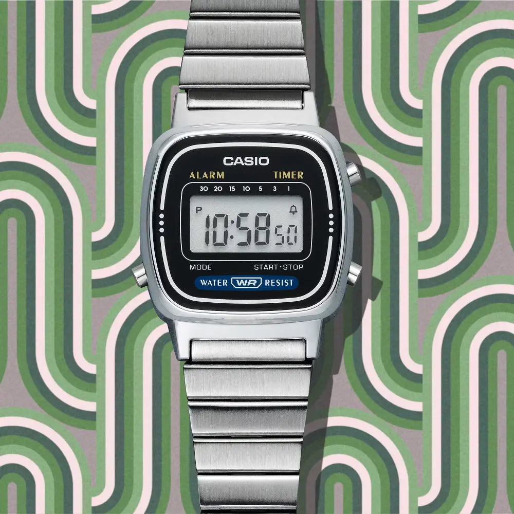 Casio Vintage Digital LA670WA-1DF Grey Dial Stainless Steel Women's Watch