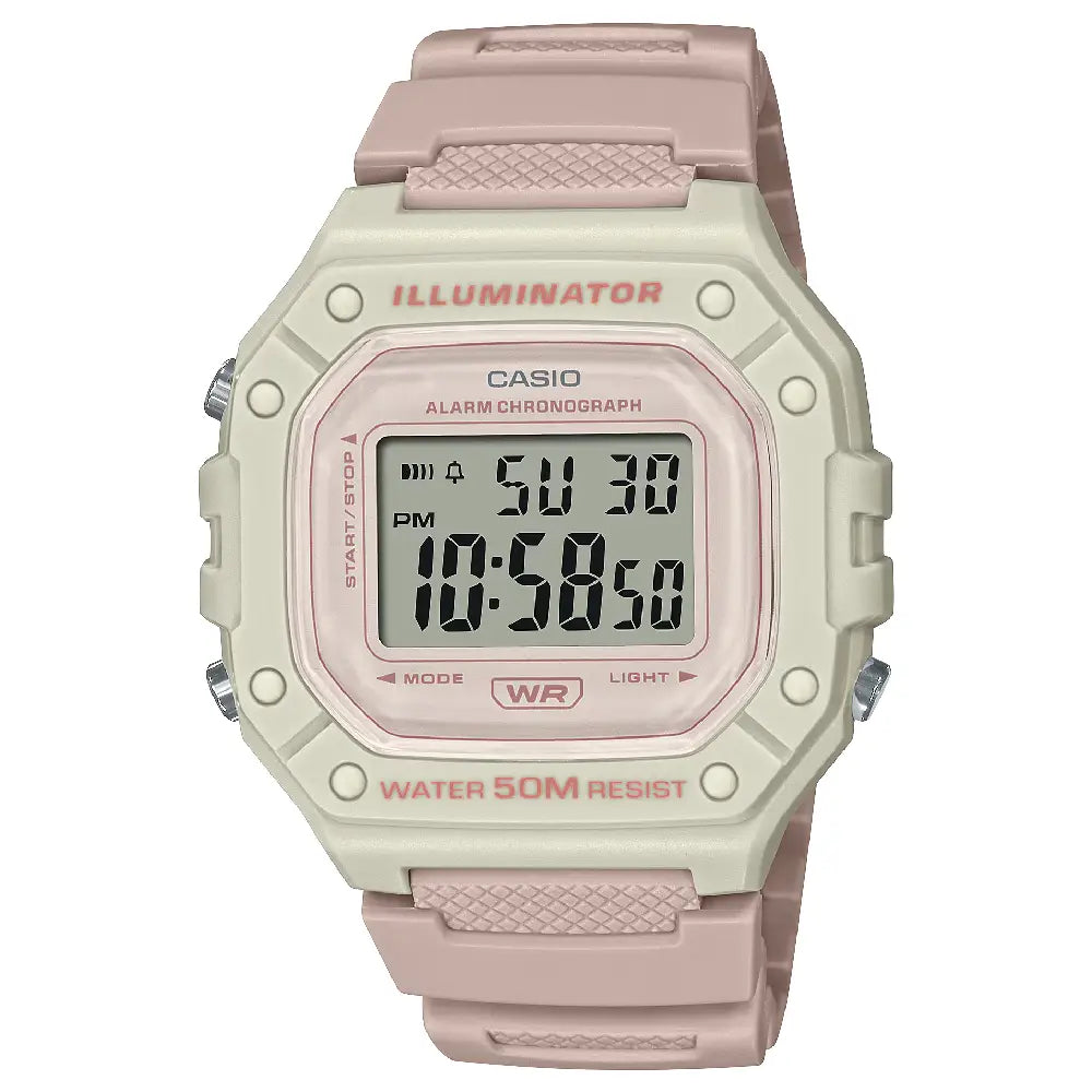 Casio Pop Series W-218HC-4A2VDF Digital Pink Display Resin Strap Women's Watch