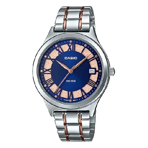 Casio Enticer Ladies Analog LTP-E141RG-2AVDF Blue Dial Stainless Steel Women's Watch
