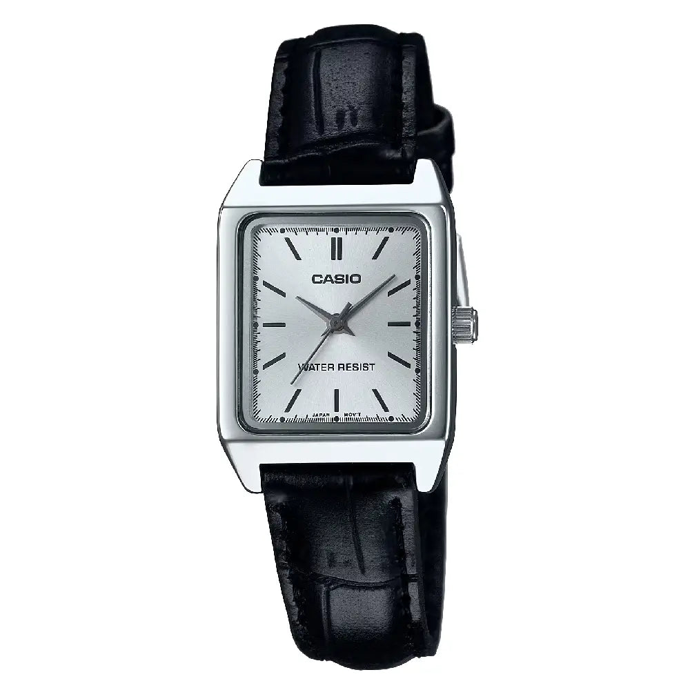 Casio Enticer LTP-V007L-7E1UDF Analog "Tankasio" Silver Dial 22mm Leather Strap Women's Watch