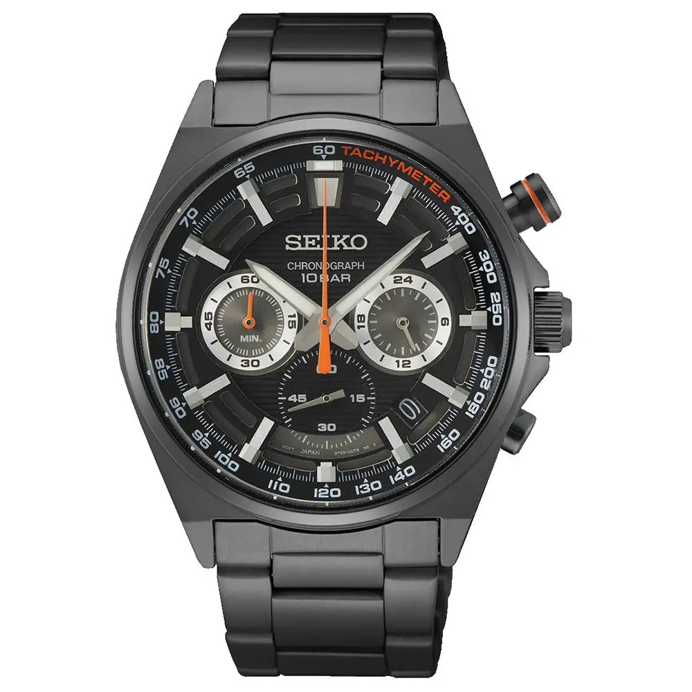 Seiko Chronograph SSB399P1 Quartz Black Dial 41mm Stainless Steel Men's Watch