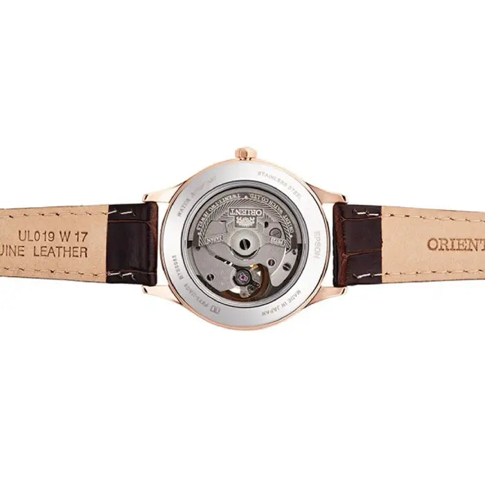 Orient Contemporary RA-AG0022A Automatic Open Heart "Bambino Open Heart" White Dial 35.6mm Leather Strap Women's Watch