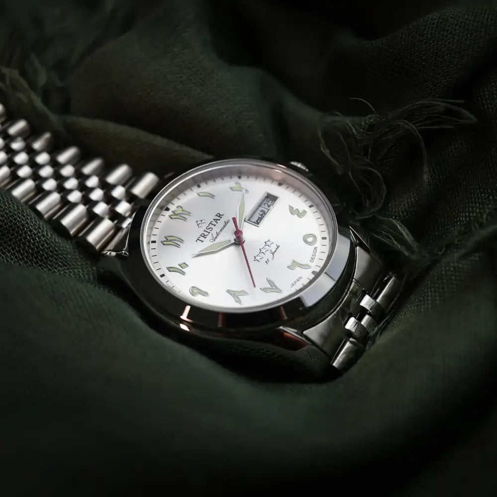 Tristar Classic Automatic BA23WMSSM03 Silver Day-Date Arabic Dial Stainless Steel Men's Watch