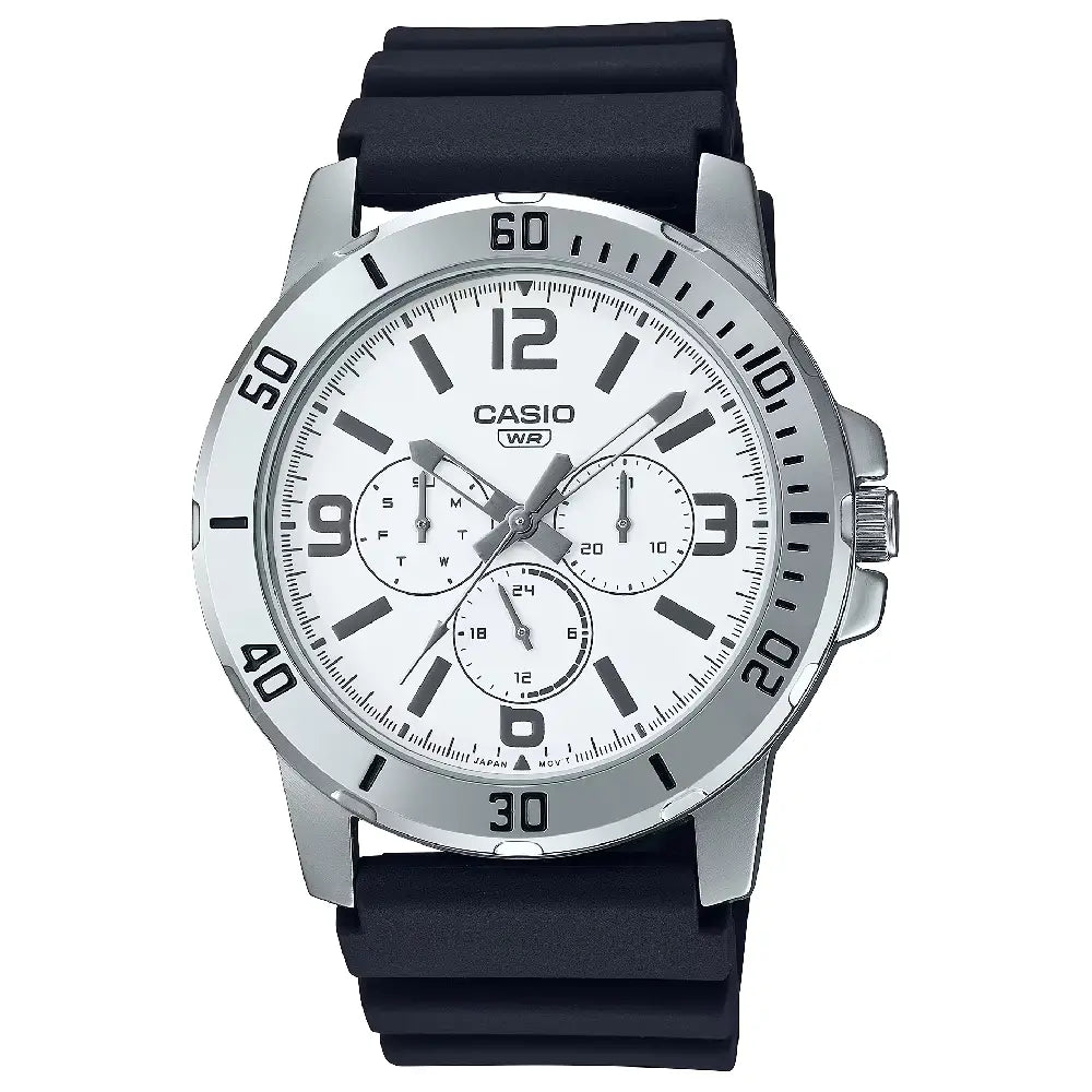 Casio Enticer MTP-VD300-7BUDF Multifunction White Dial Resin Strap Men's Watch