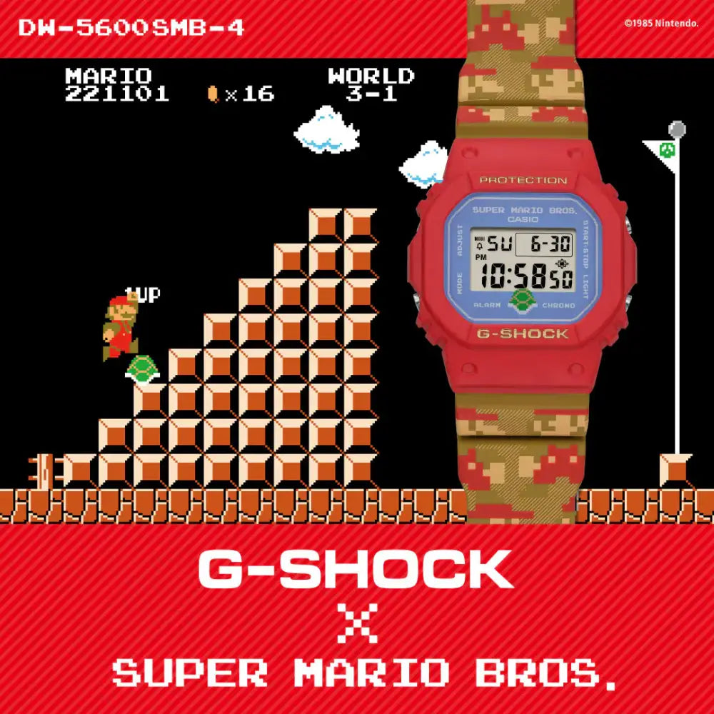 Casio G Shock DW-5600SMB-4 Limited Edition  Super Mario Bros.  Digital Red Dial Resin Strap Men's Watch