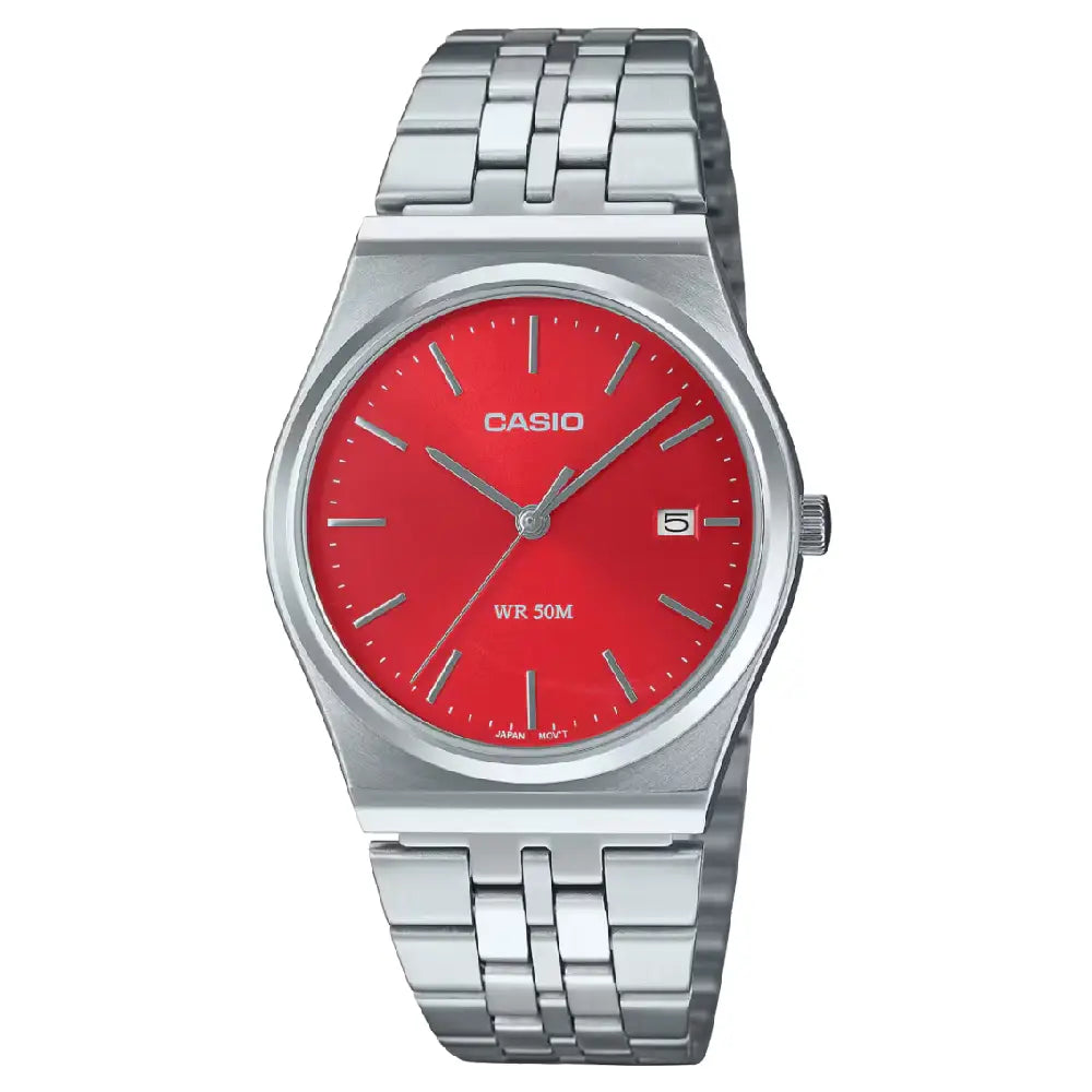 Casio Collection Analog MTP-B145D-4A2VDF Red Dial Stainless Steel Men's Watch