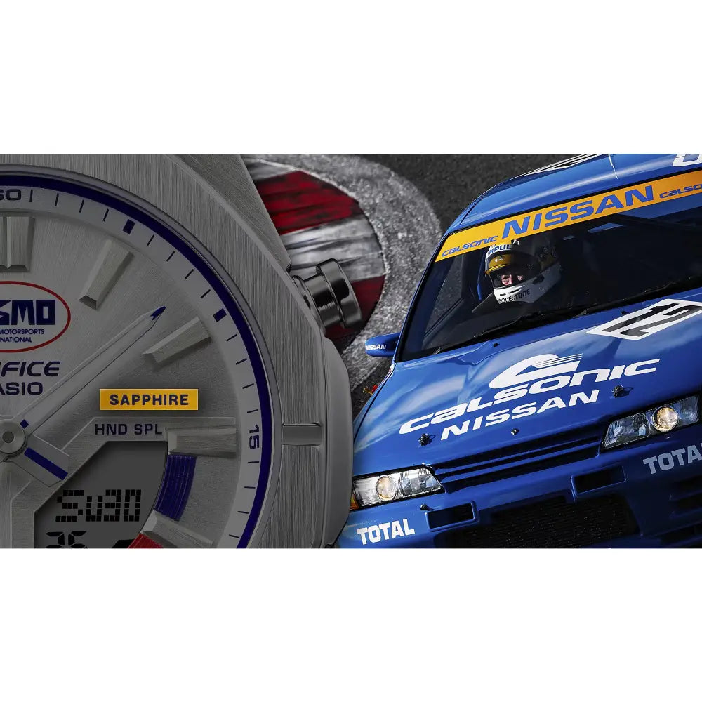 Casio Edifice Limited Edition "NISMO Heritage" ECB-S10NIS-7 Analog-Digital Solar Bluetooth White Dial 43mm Leather Strap Men's Watch