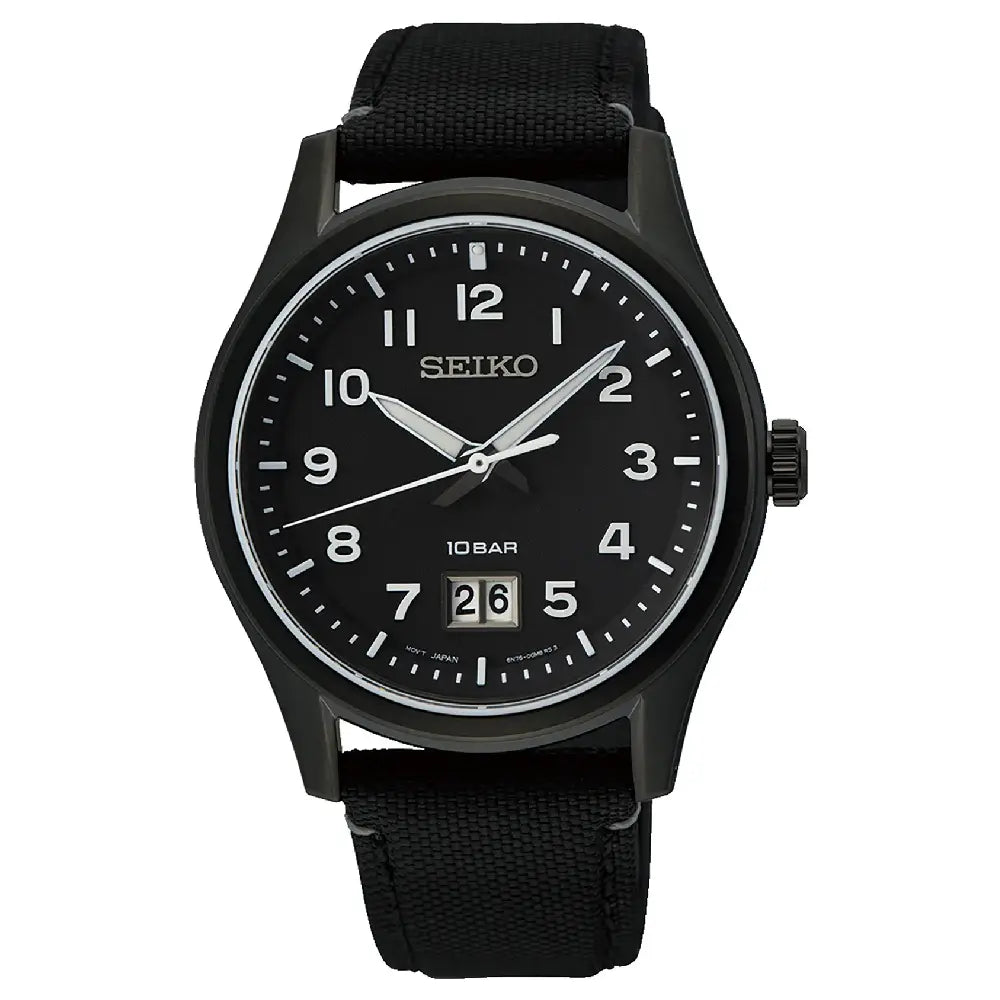 Seiko Conceptual SUR571P1 Quartz Black Dial 39.5mm Nylon Strap Men's Watch