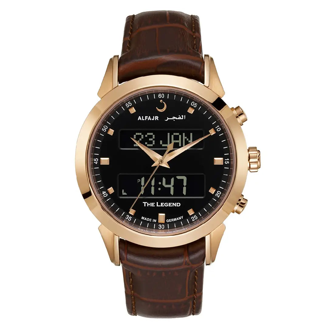 Al Fajr Deluxe Analog WA-30BL Black Dial Leather Strap Men's Watch