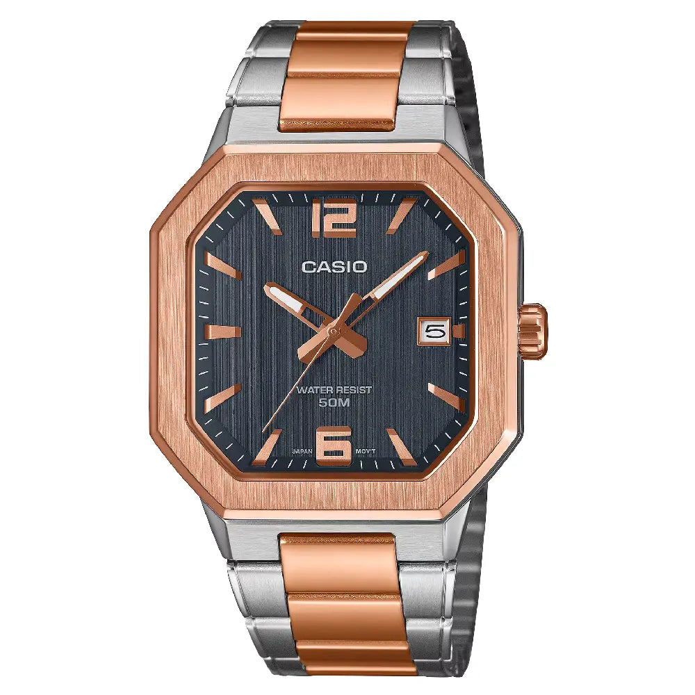 ❀新品❀希少❀CASIO MTP-B195RG 腕時計 本体 Casio MTP-B195RG-2AVDF Octagonal Black Dial Watch Men – MonaWatch