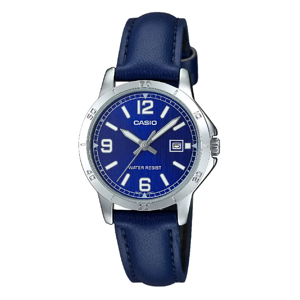 Casio Standard Analog LTP-V004L-2BUDF Blue Dial Leather Strap Women's Watch