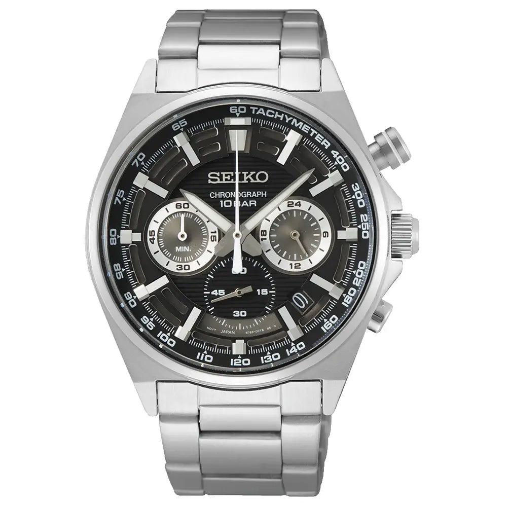 Seiko Chronograph SSB397P1 Quartz Black Dial 41mm Stainless Steel Men's Watch