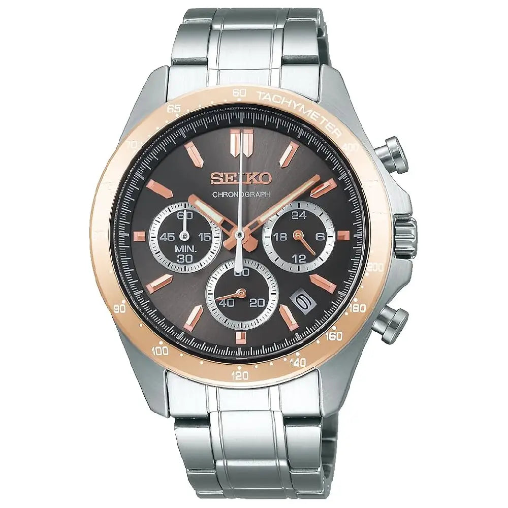 Seiko Spirit Chronograph SBTR026 Quartz Brown Dial 39.8mm Stainless Steel Men's Watch