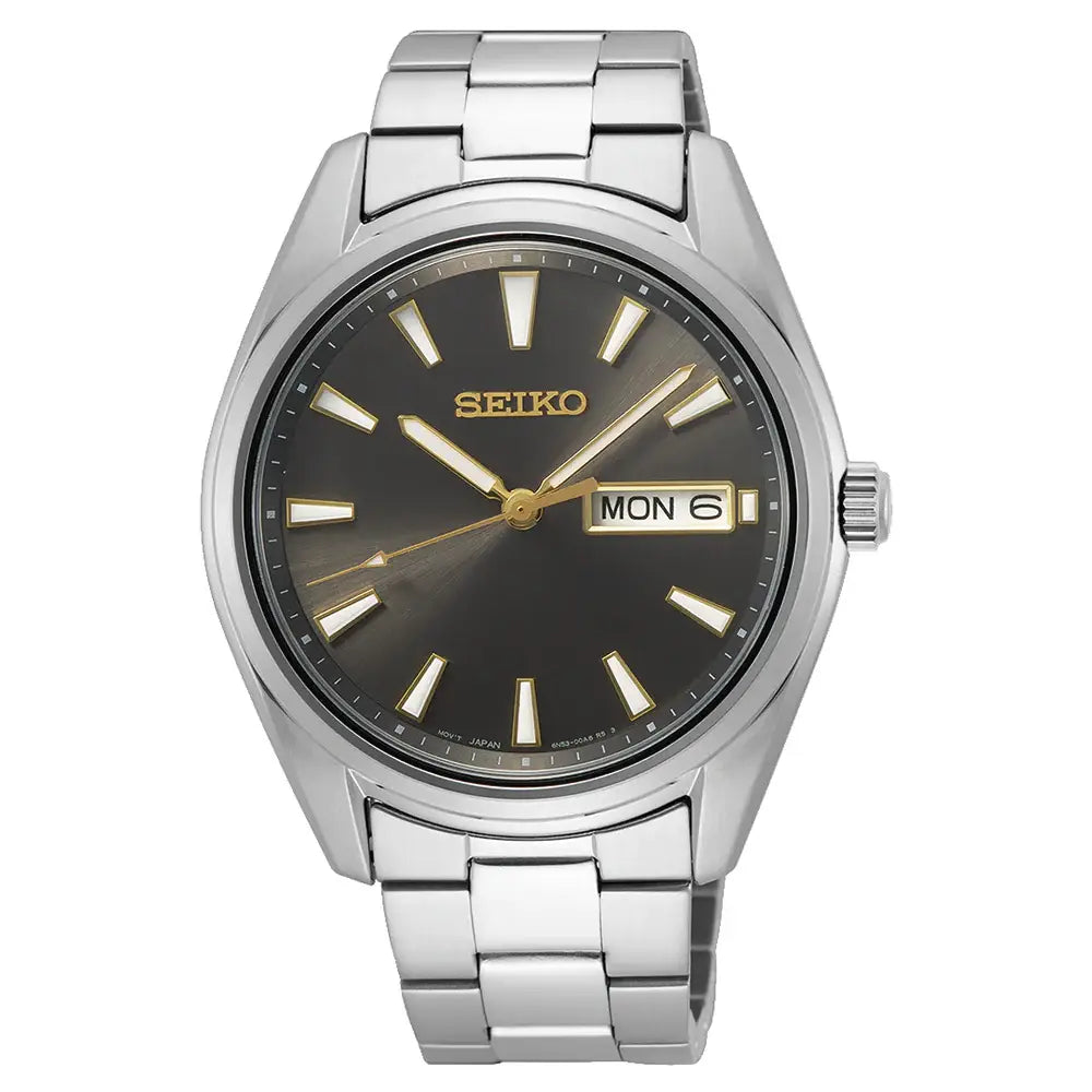 Seiko Classic SUR343P1 Quartz Day-Date Grey Dial 40.2mm Stainless Steel Men's Watch