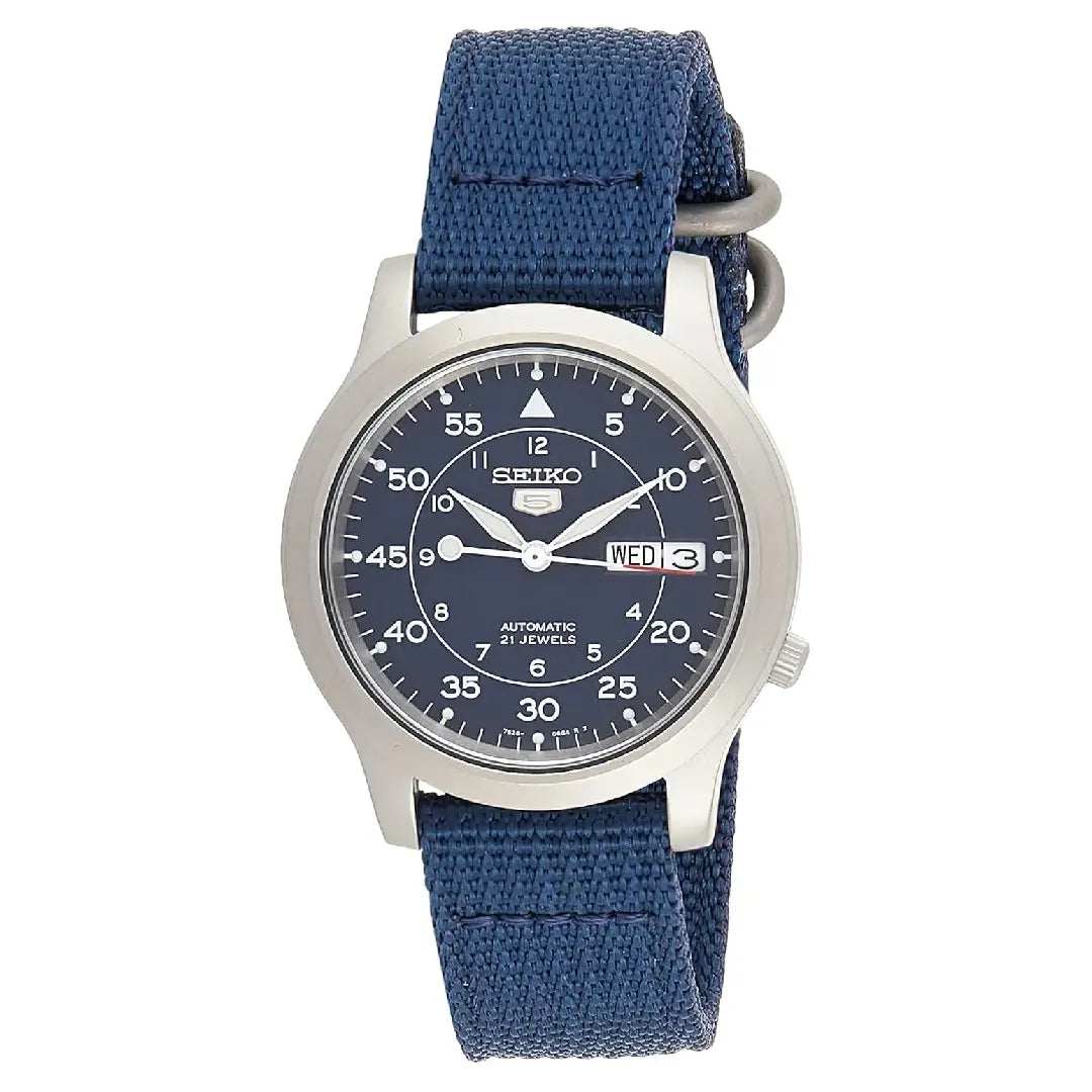 Seiko 5 Sports SNK807K2 Automatic "Military / Field Watch" Blue Dial 37mm Nylon Strap Men's Watch