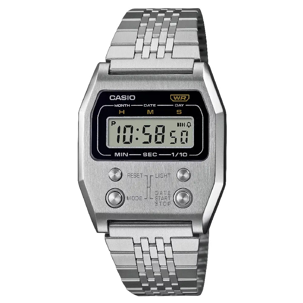 Casio Vintage Digital A1100D-1DF Grey Dial Stainless Steel Unisex Watch