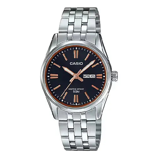 Casio Enticer Ladies Analog LTP-1335D-1A2VDF Black Dial Stainless Steel Women's Watch