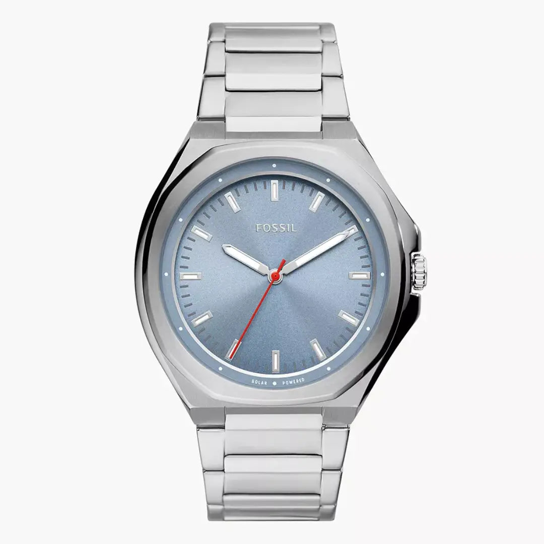Fossil Evanston BQ2766 Solar Blue Dial Stainless Steel Watch
