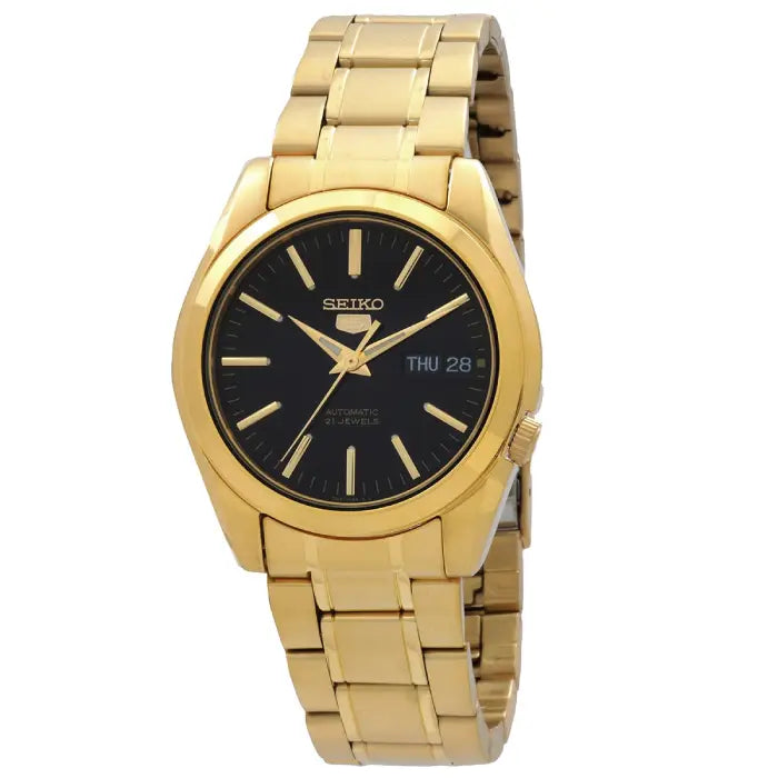Seiko 5 SNKL50K1 gold-tone automatic watch with black dial – MonaWatch