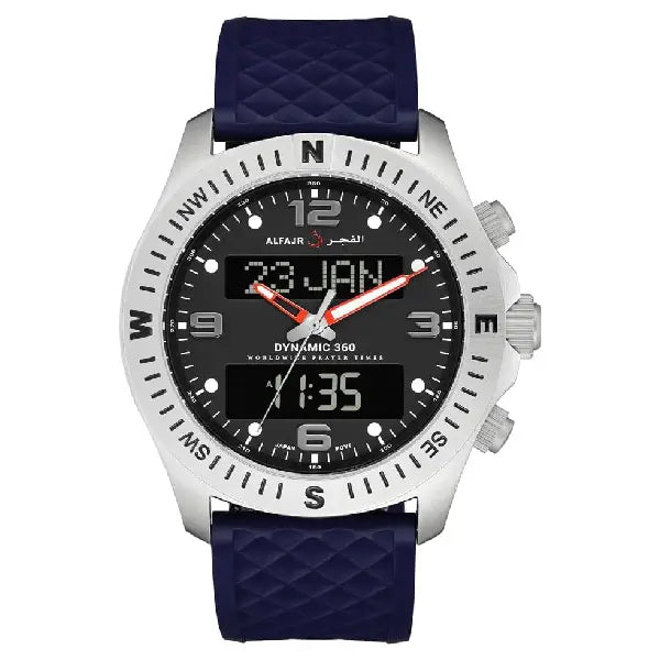 Al Fajr Dynamic 360 Analog WH-24RS Black Dial Leather Strap Unisex Watch