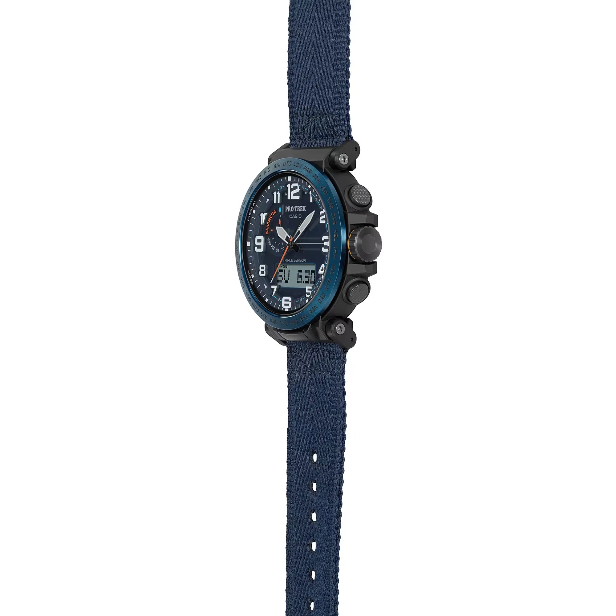 Casio- Pro Trek Climber Line PRG-601YB-2DR Blue Dial 51.5mm Recycled Fabric Strap Men's Watch
